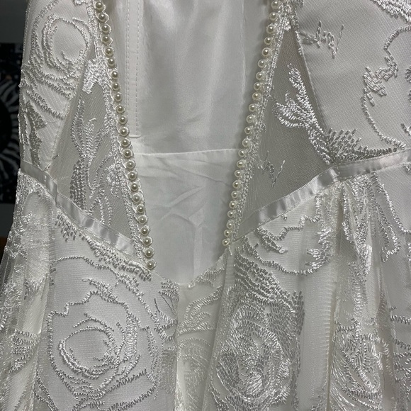 Halter Empire White Lace Prom Wedding, or Evening Dress - Picture 6 of 11